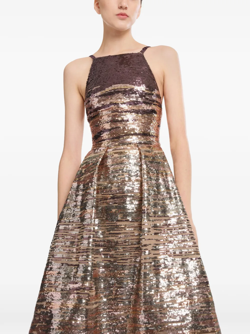 Elie Saab Mouwloze maxi-jurk met pailletten Goud