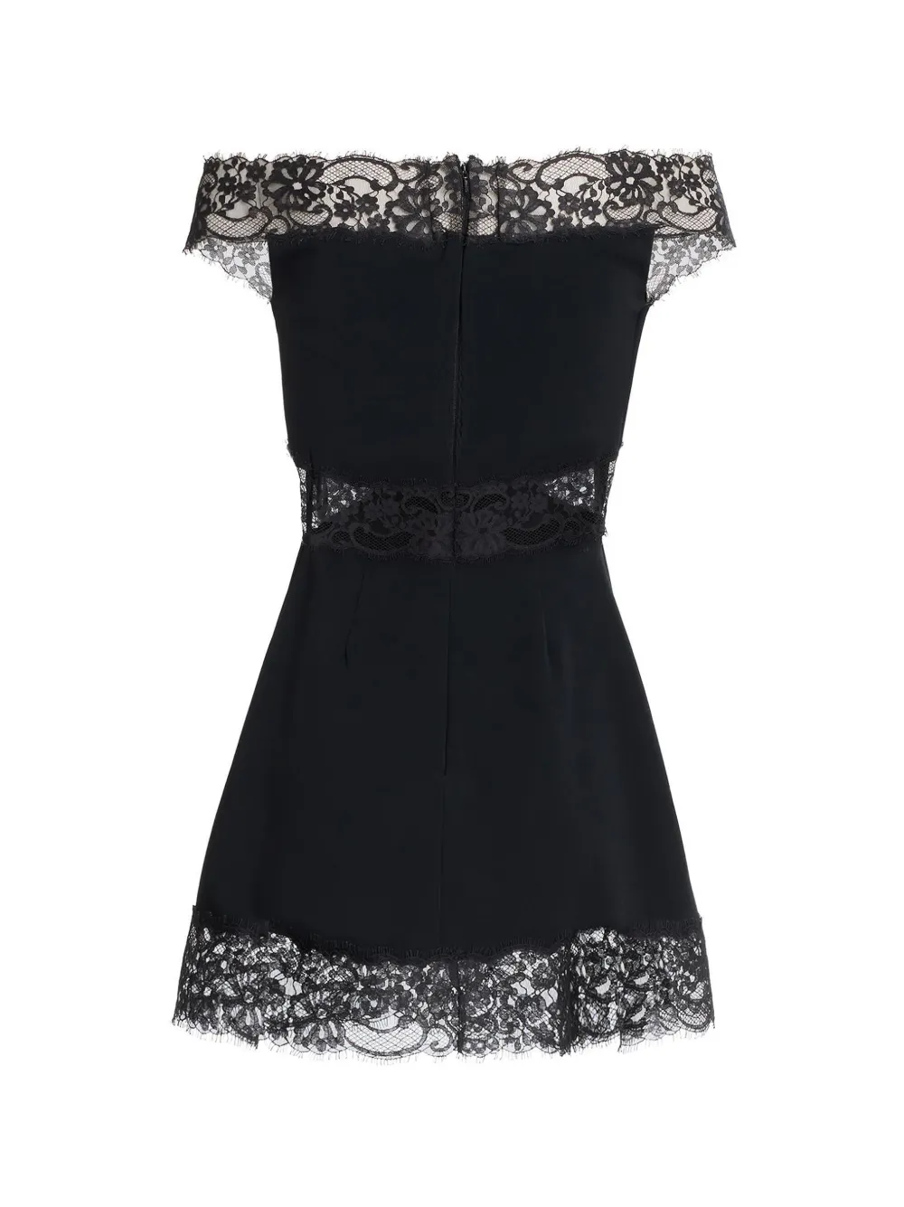 Elie Saab Off-shoulder jurk met afwerking van kant Zwart