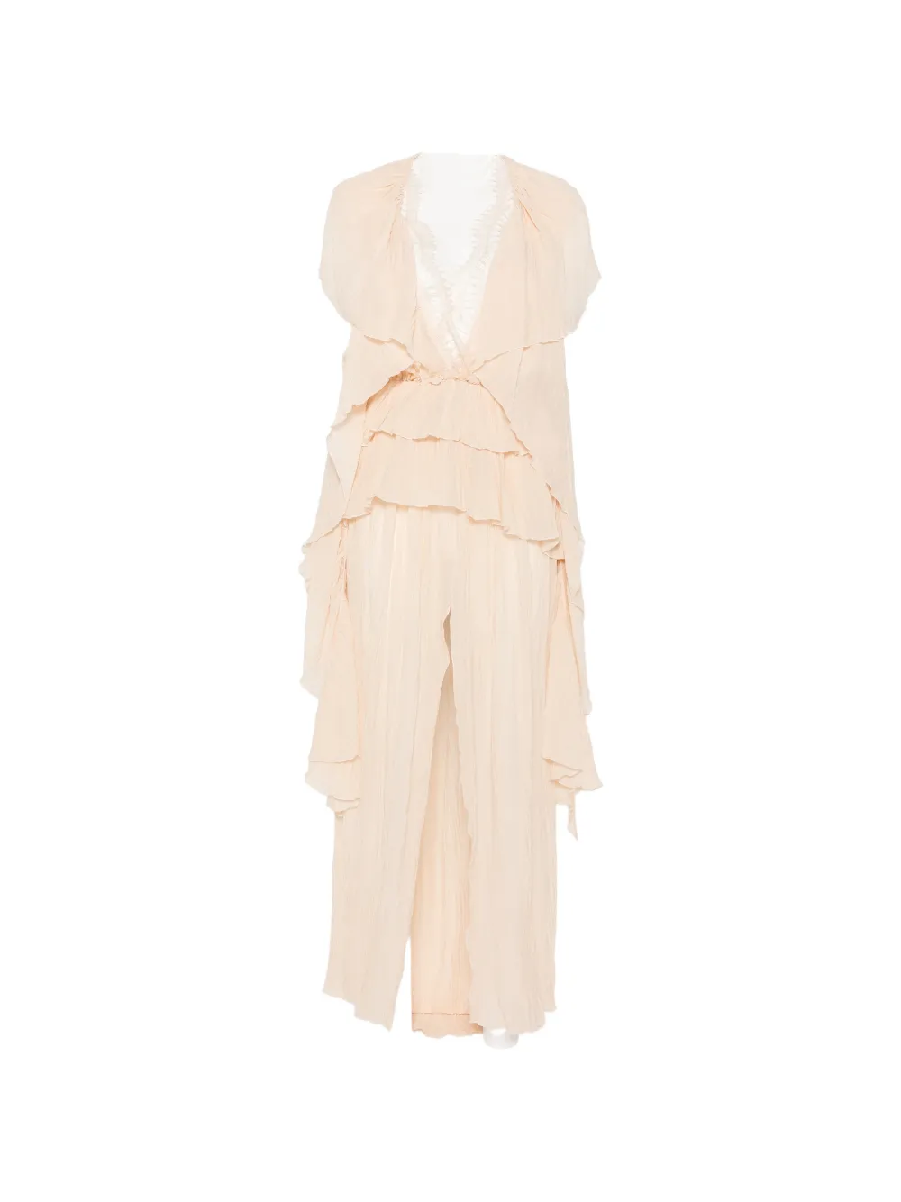 Blumarine Plissiertes Maxikleid mit Rüschen - Rosa