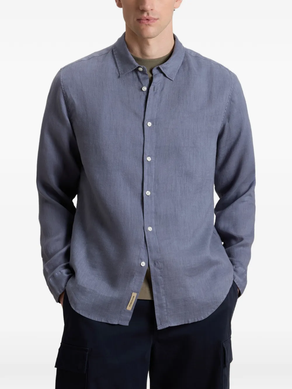 Woolrich Overhemd met knoop en lange mouwen Blauw