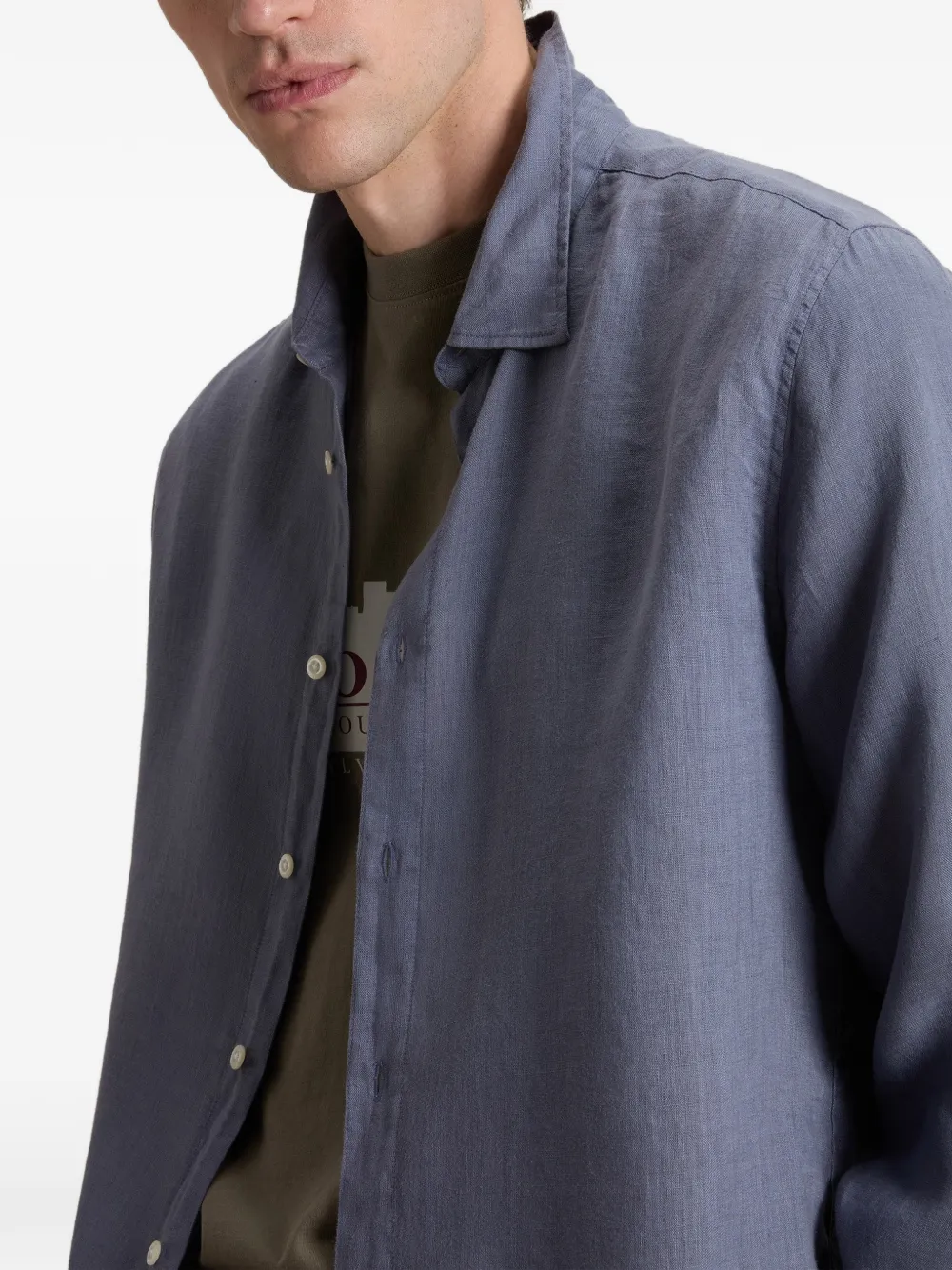 Woolrich Overhemd met knoop en lange mouwen Blauw