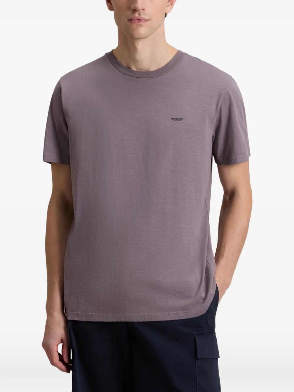 Woolrich Ribgebreid T-shirt met logo Paars