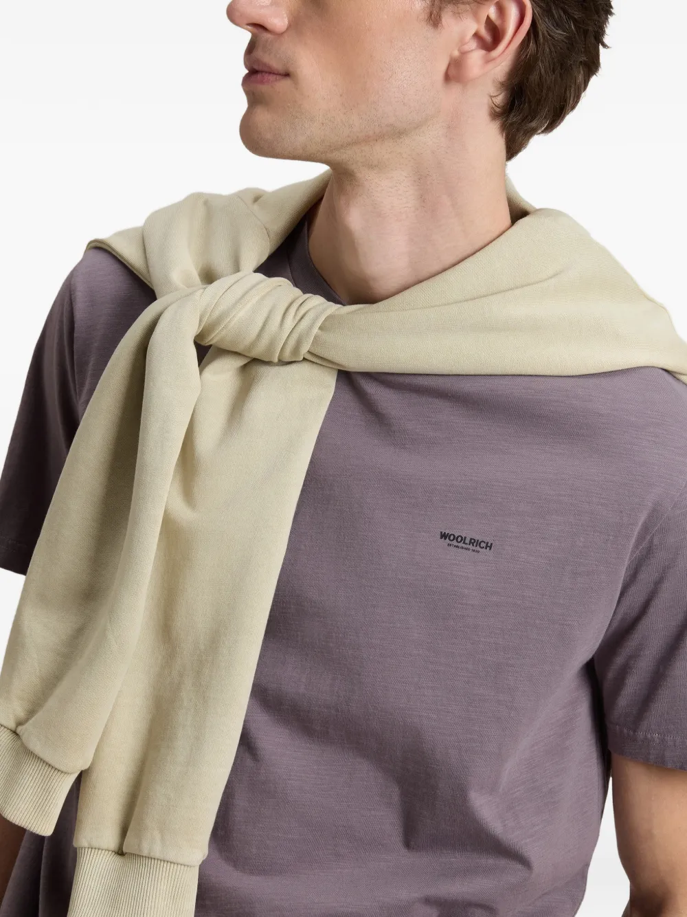 Woolrich Ribgebreid T-shirt met logo Paars