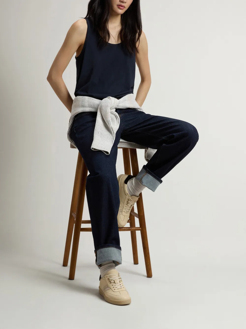Woolrich Top met ronde hals en label aan de zijkant Blauw