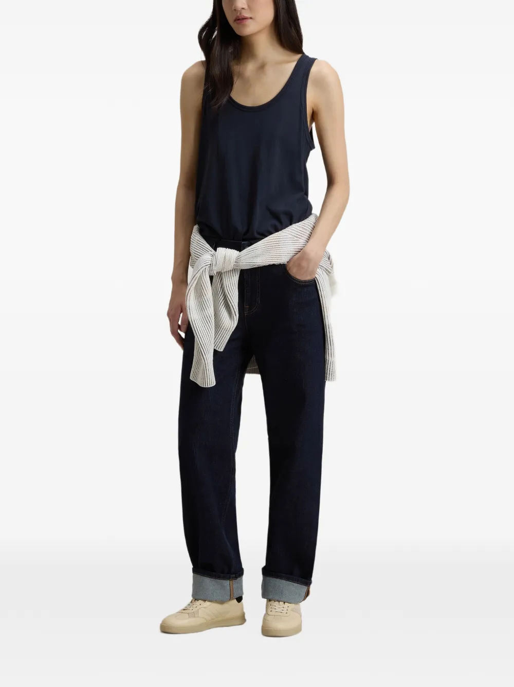 Woolrich Top met ronde hals en label aan de zijkant Blauw