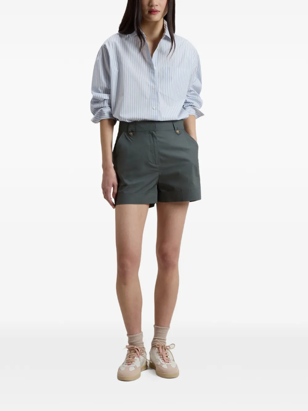 Woolrich Shorts met logolabel aan de zijkant Groen