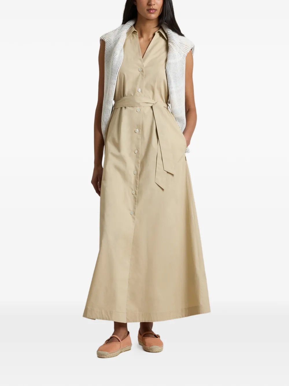 Woolrich Katoenen blousejurk met ceintuur Beige