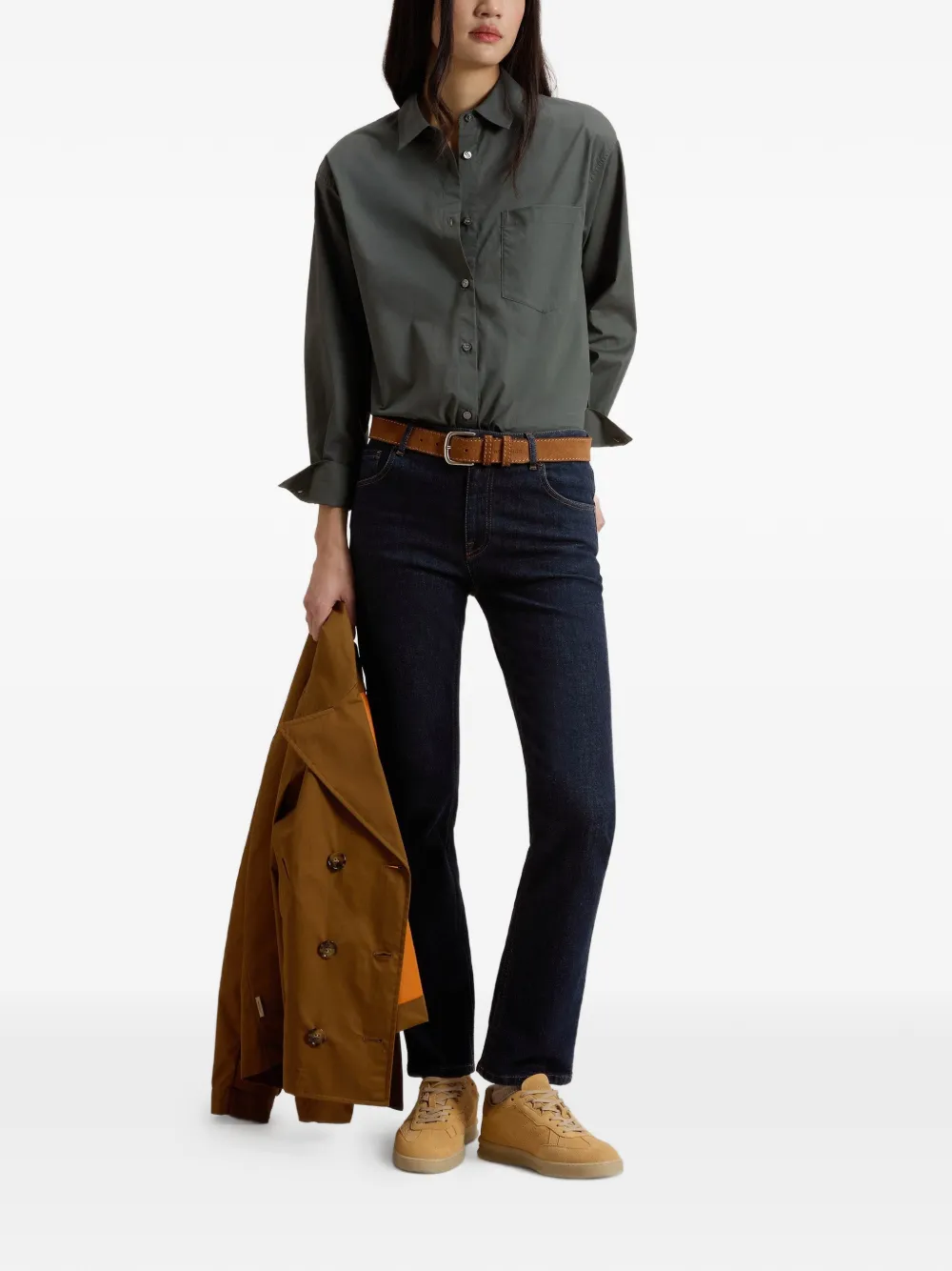 Woolrich Overhemd met borstzak en knoop Groen