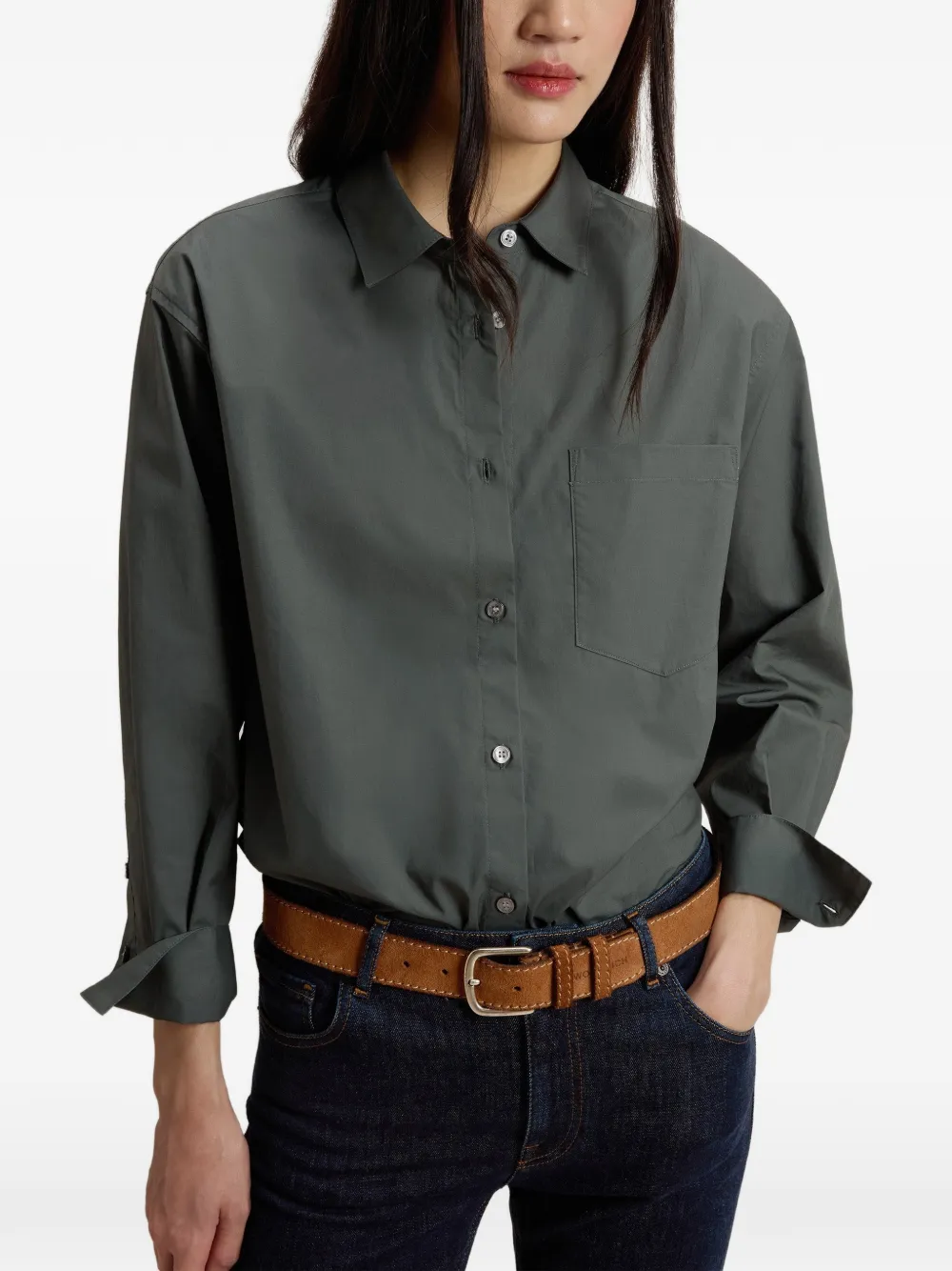 Woolrich Overhemd met borstzak en knoop Groen