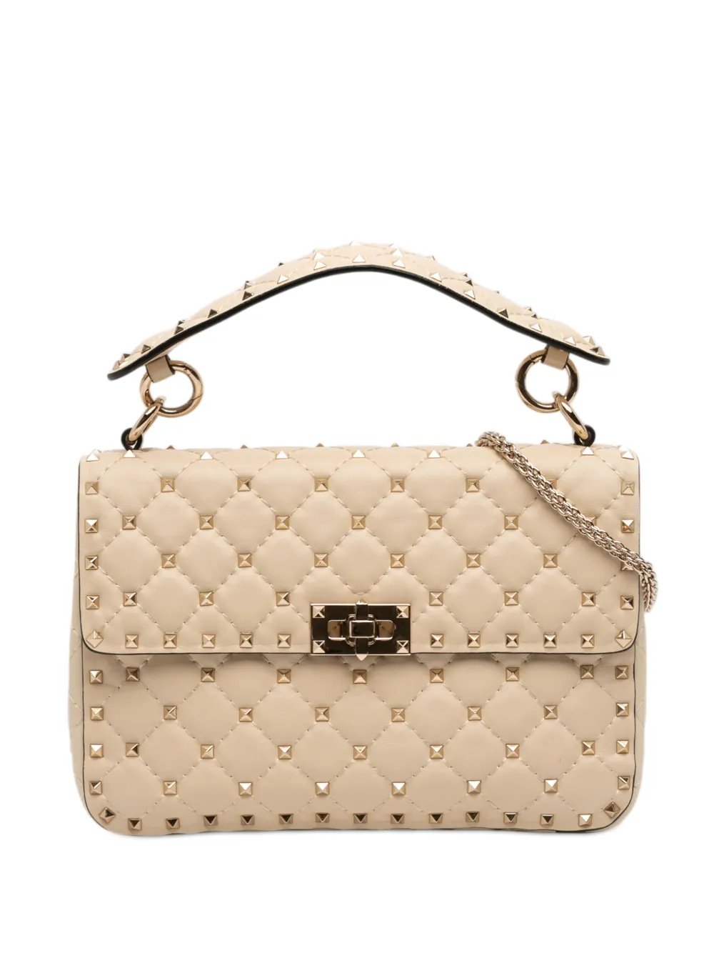 Valentino Garavani Pre-Owned 2000-2017 Medium Nappa Rockstud Spike satchel - Marrone