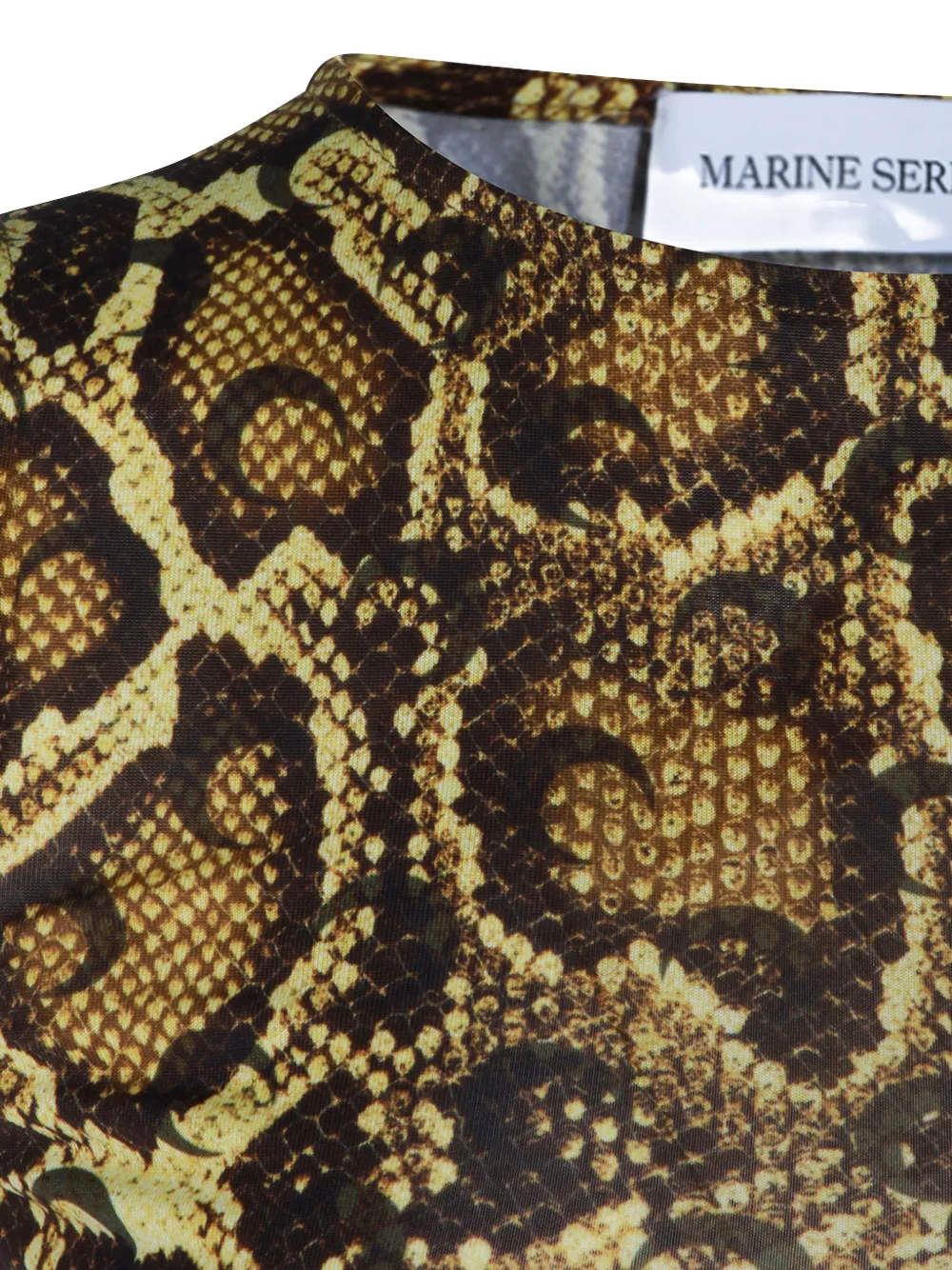 Marine Serre Asymmetrische jurk met slangenprint Bruin