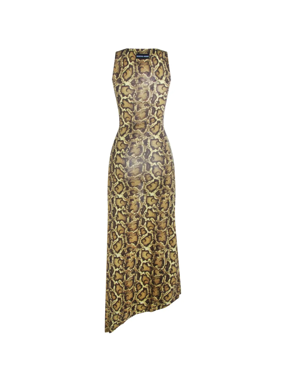 Marine Serre Asymmetrische jurk met slangenprint Bruin