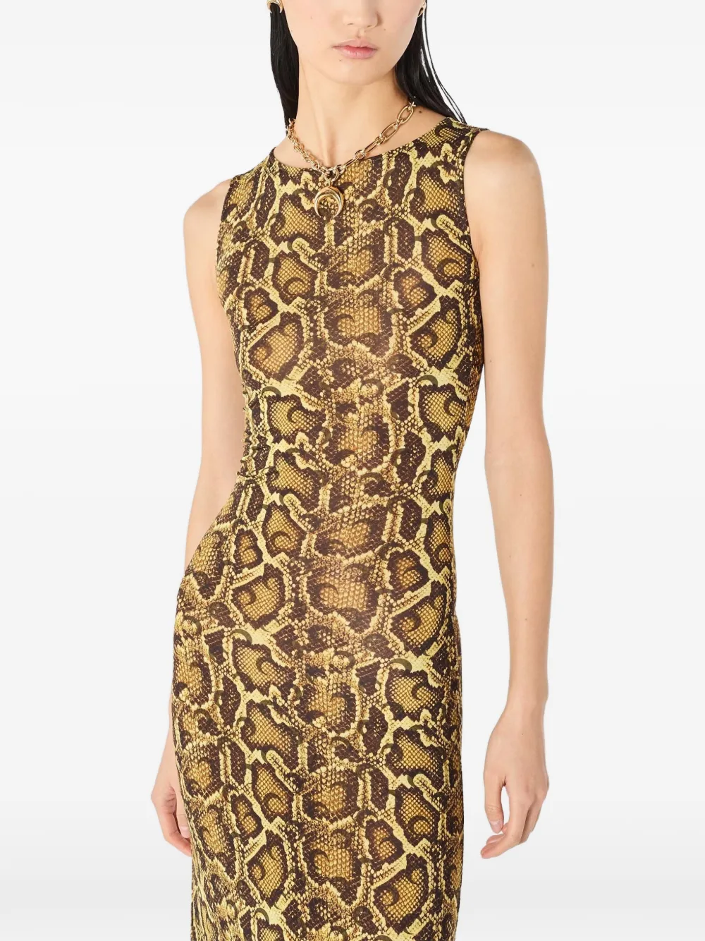 Marine Serre Asymmetrische jurk met slangenprint Bruin