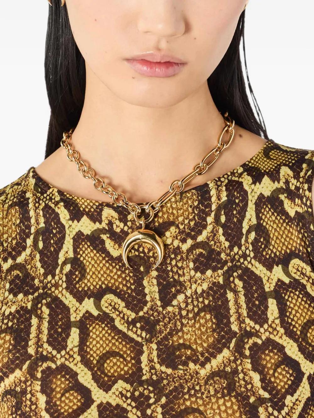 Marine Serre Asymmetrische jurk met slangenprint Bruin