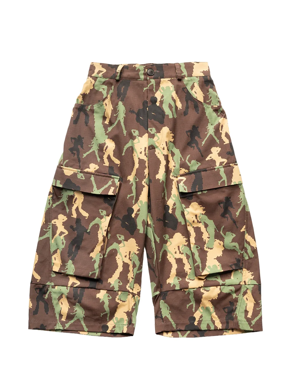 Spencer Badu Camouflage Cargo Shorts In Brown