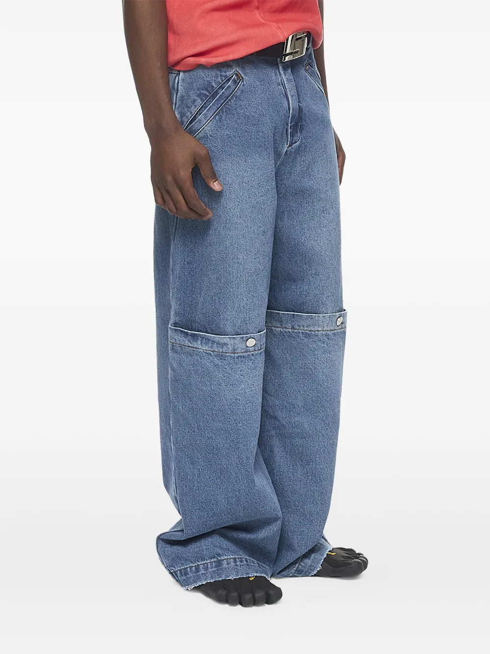  Spencer Badu Vaqueros Con Detalle Patchwork - Azul 