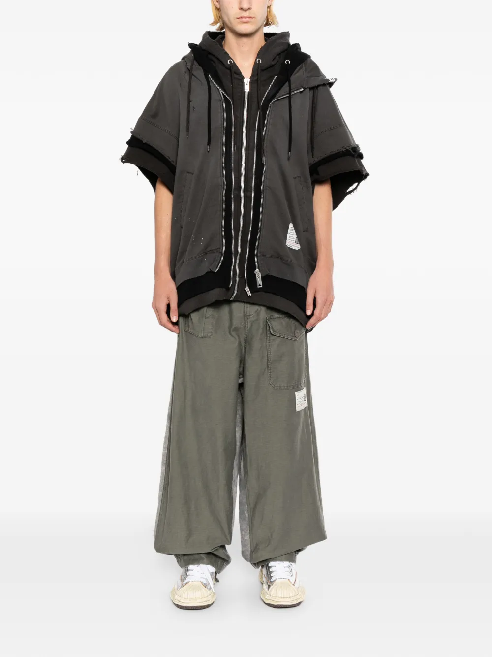 Maison MIHARA YASUHIRO Gerafelde hoodie met gelaagd effect Grijs