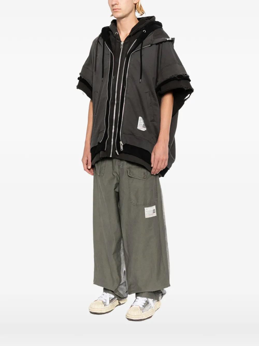Maison MIHARA YASUHIRO Gerafelde hoodie met gelaagd effect Grijs