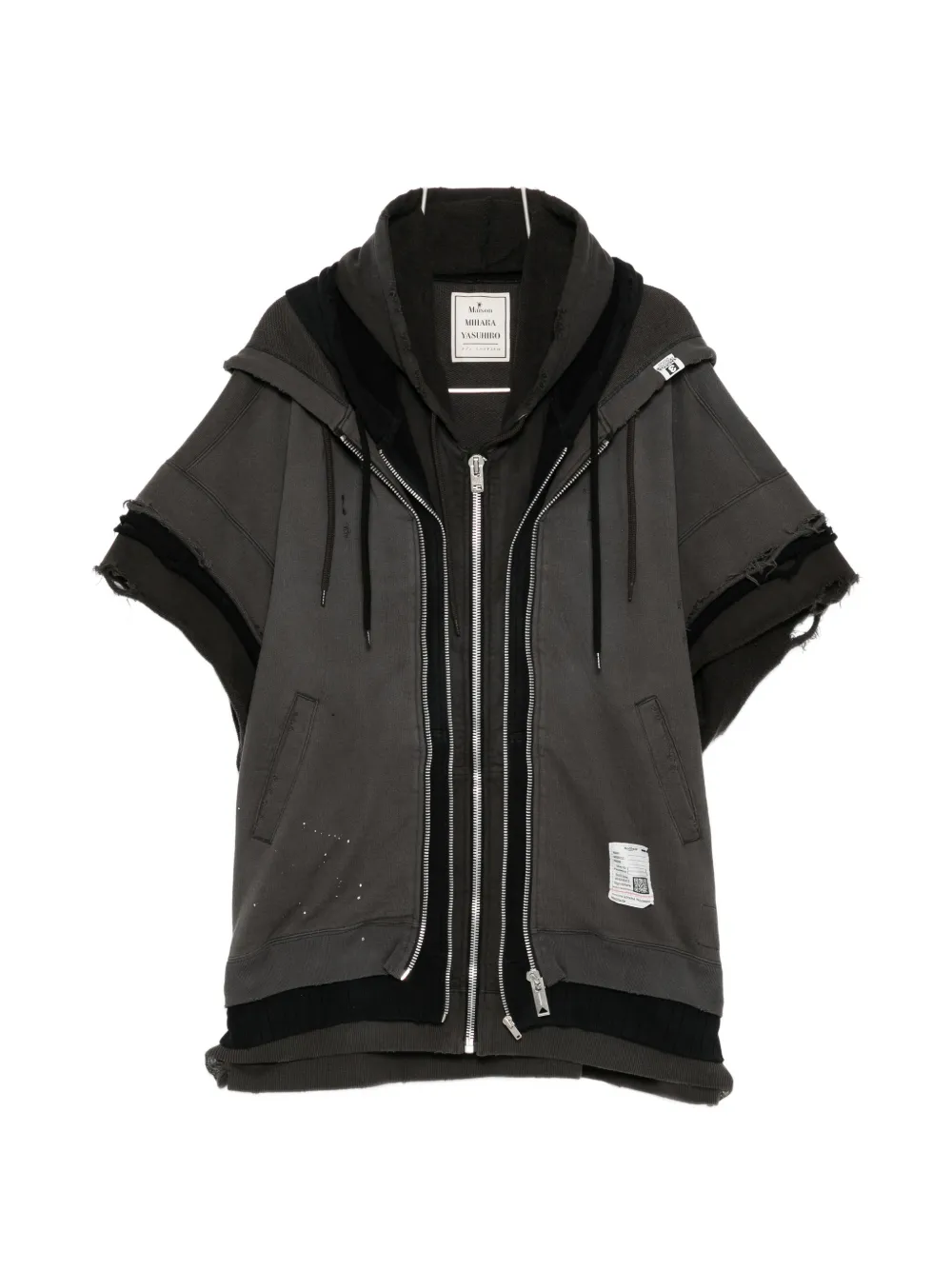 Maison MIHARA YASUHIRO distressed layered-effect hoodie - Grigio