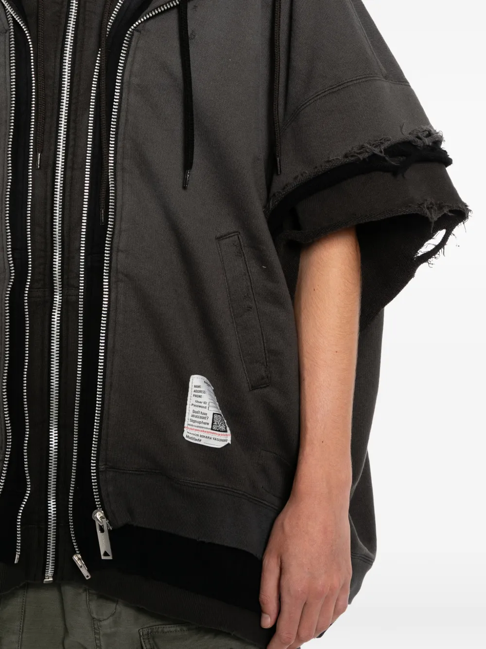 Maison MIHARA YASUHIRO Gerafelde hoodie met gelaagd effect Grijs