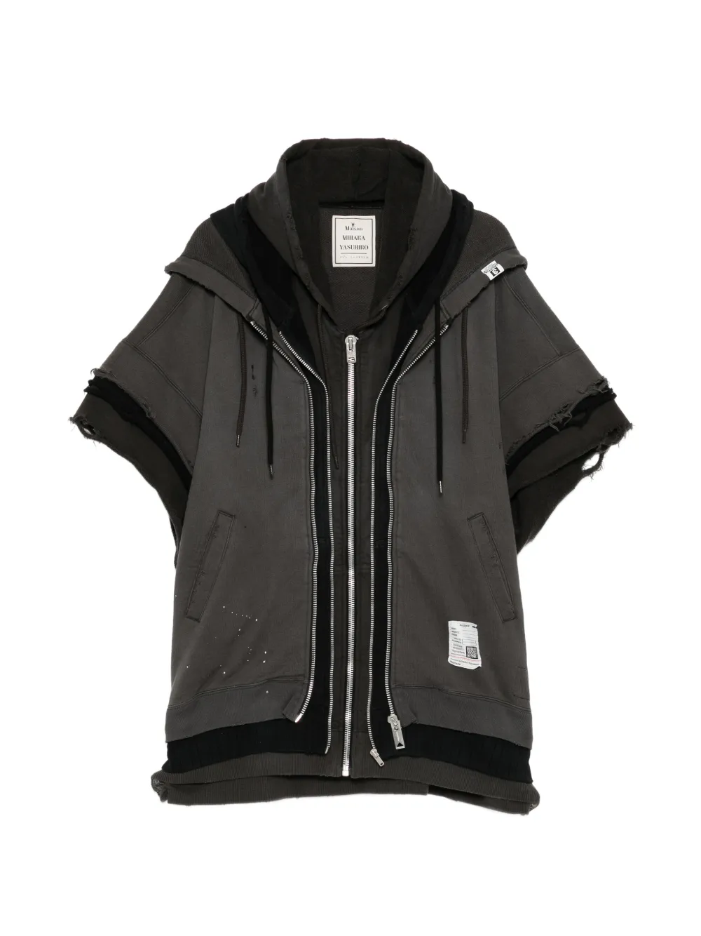 Maison MIHARA YASUHIRO distressed layered-effect hoodie - Grey