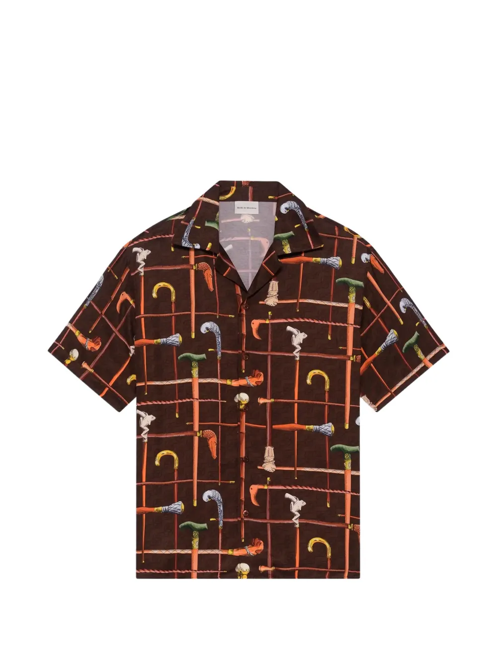Drôle De Monsieur spread-collar print shirt - Marrone
