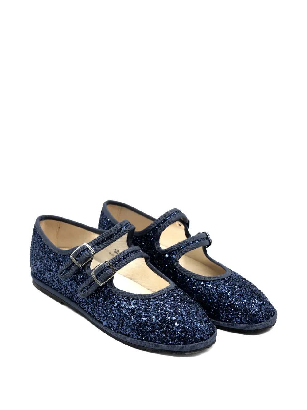 Gondolina Mary Jane ballerina's verfraaid met glitters Blauw