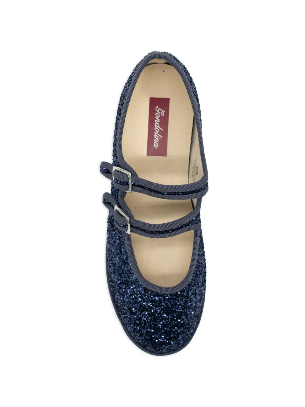 Gondolina Mary Jane ballerina's verfraaid met glitters Blauw
