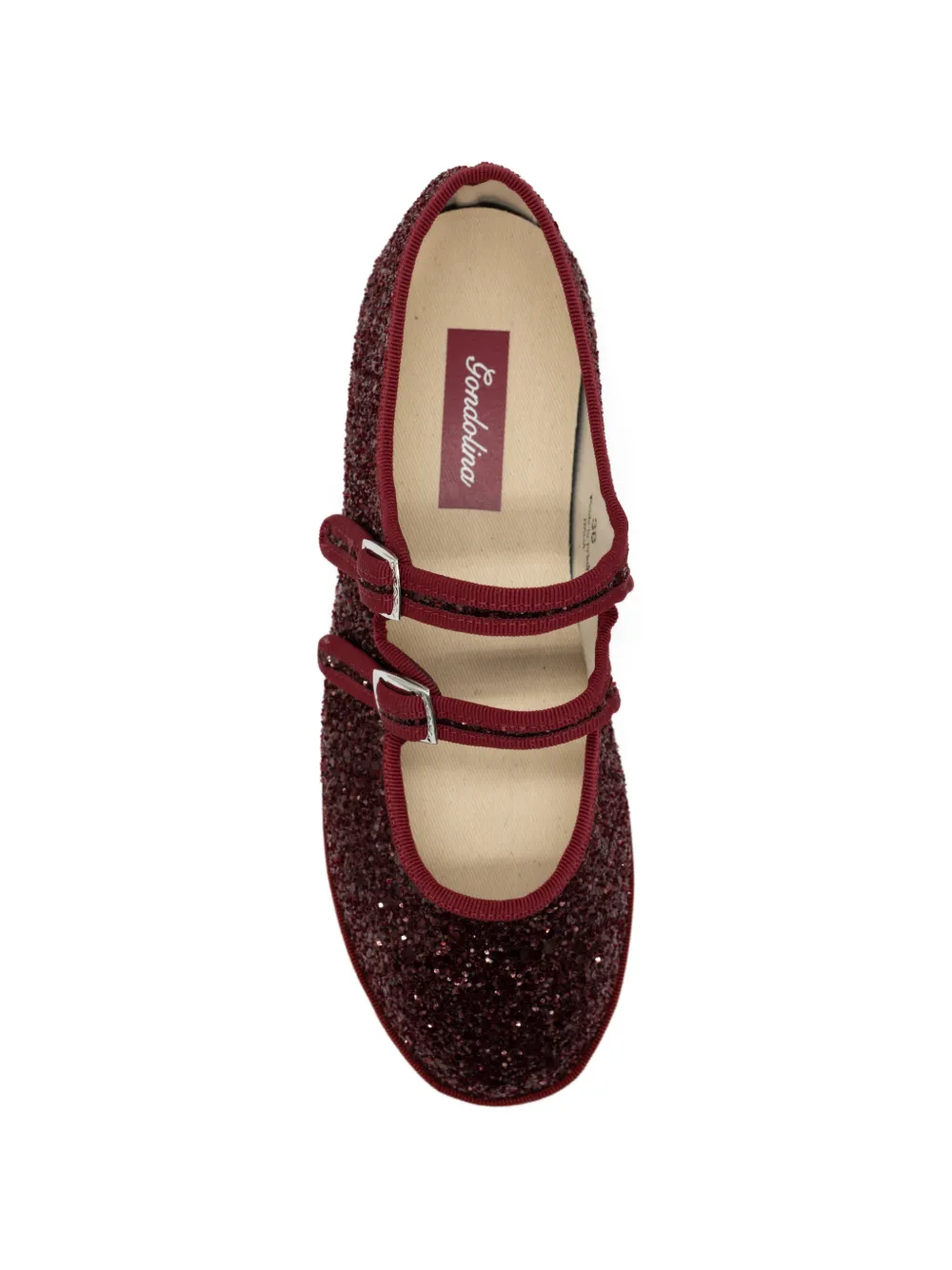 Gondolina Mary Jane ballerina's met glitters Rood