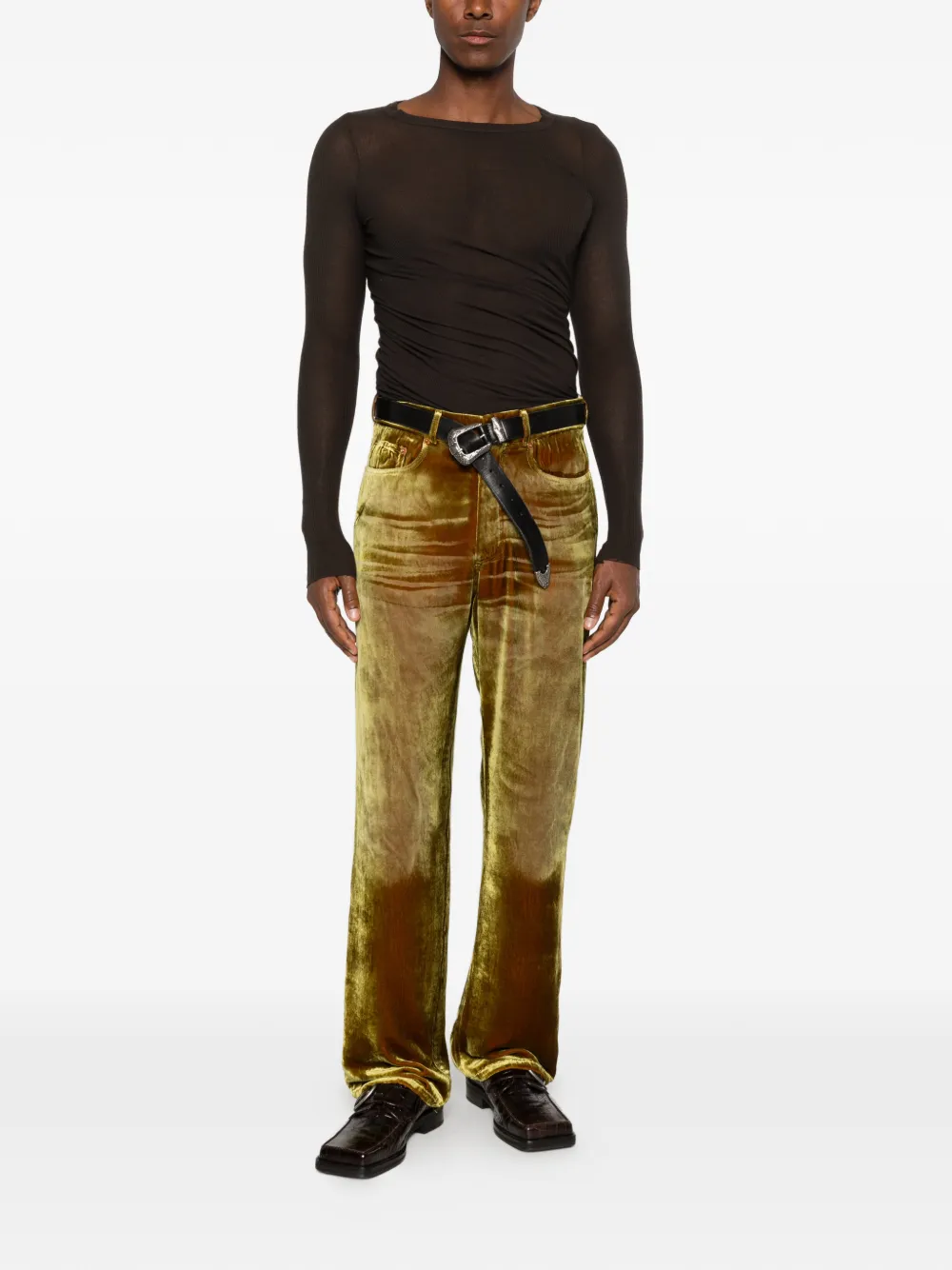 Magliano Broek met riemlussen Goud