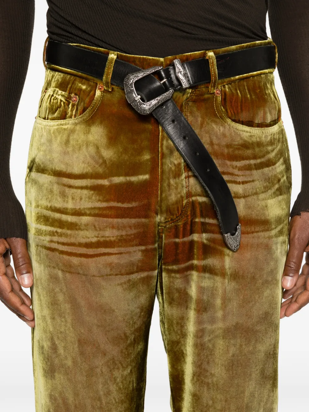 Magliano Broek met riemlussen Goud