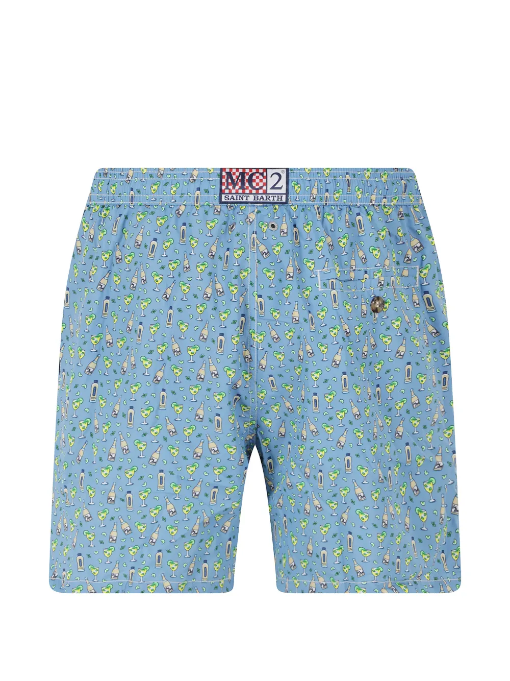 MC2 Saint Barth Lighting Micro gestreepte zwembroek met cocktailprint Blauw
