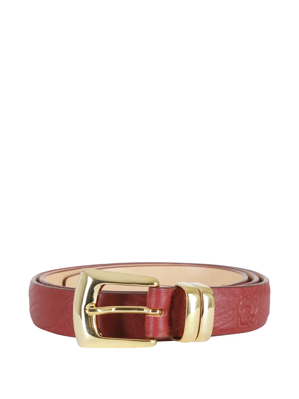 Magda Butrym logo-debossed grained leather belt - Rosso