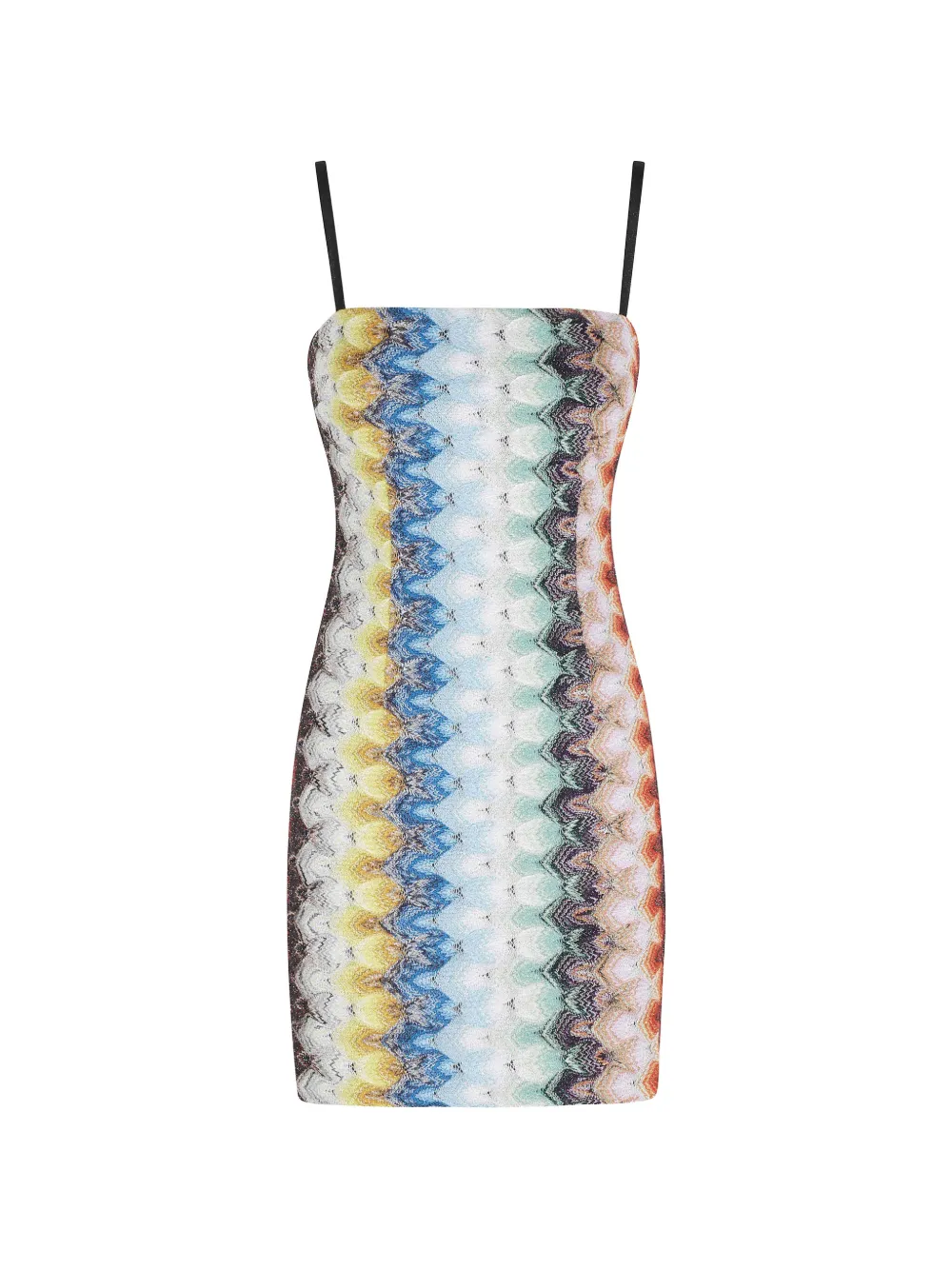 Missoni square-neck zigzag-pattern mini dress - Blu