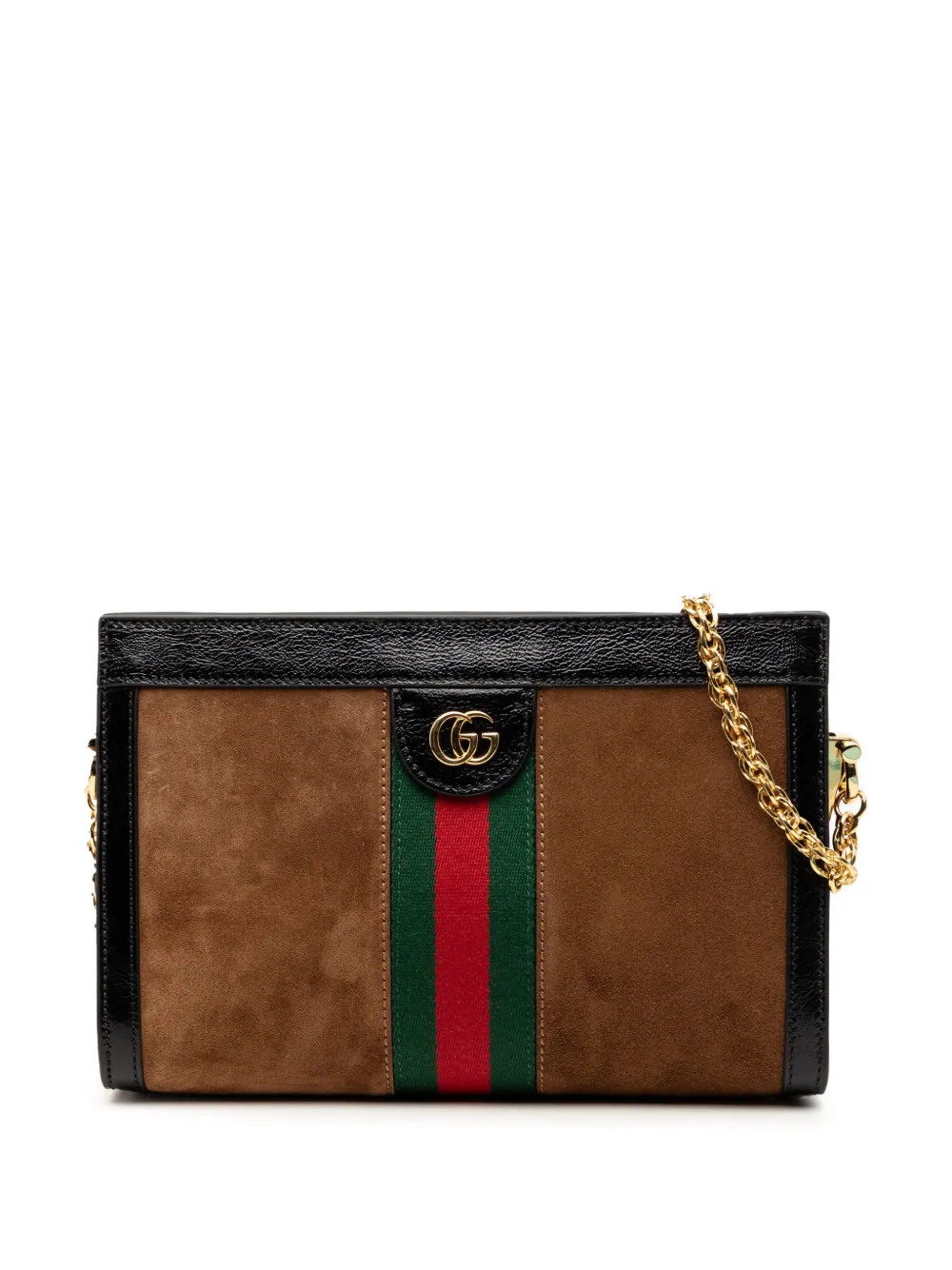 Gucci Pre-Owned 2016-2025 Small Suede Web Ophidia Chain crossbody bag - Marrone