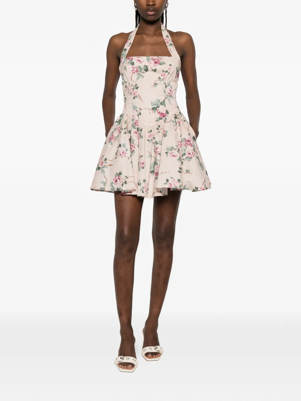 Aniye By Midi-jurk met bloemenprint Beige