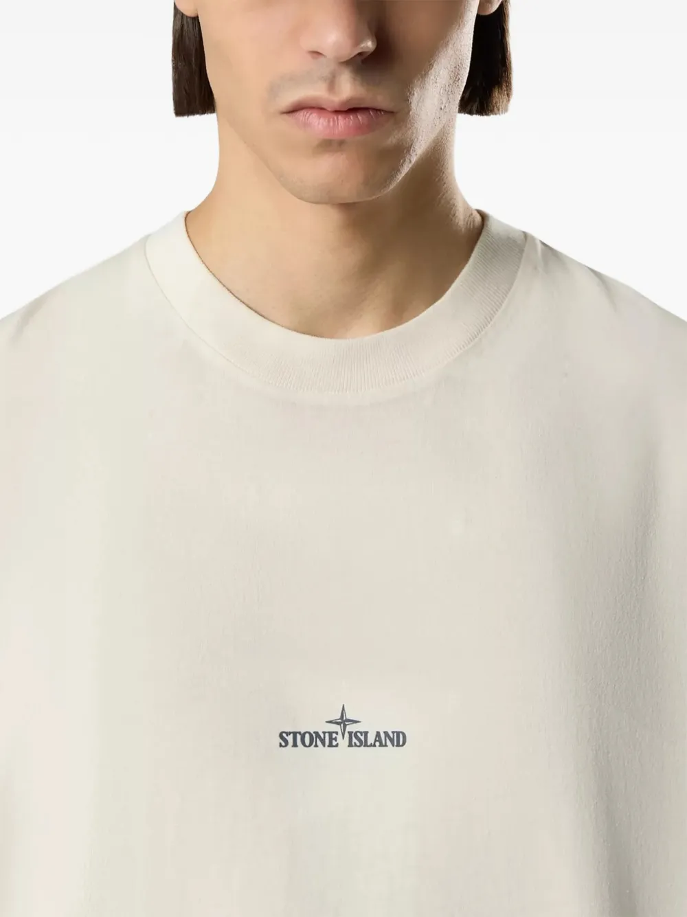 Stone Island T-shirt met logoprint Beige