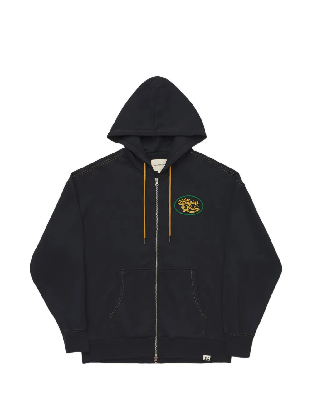 Nicholas Daley Zip Appliqué Hooded Sweatshirt In Black