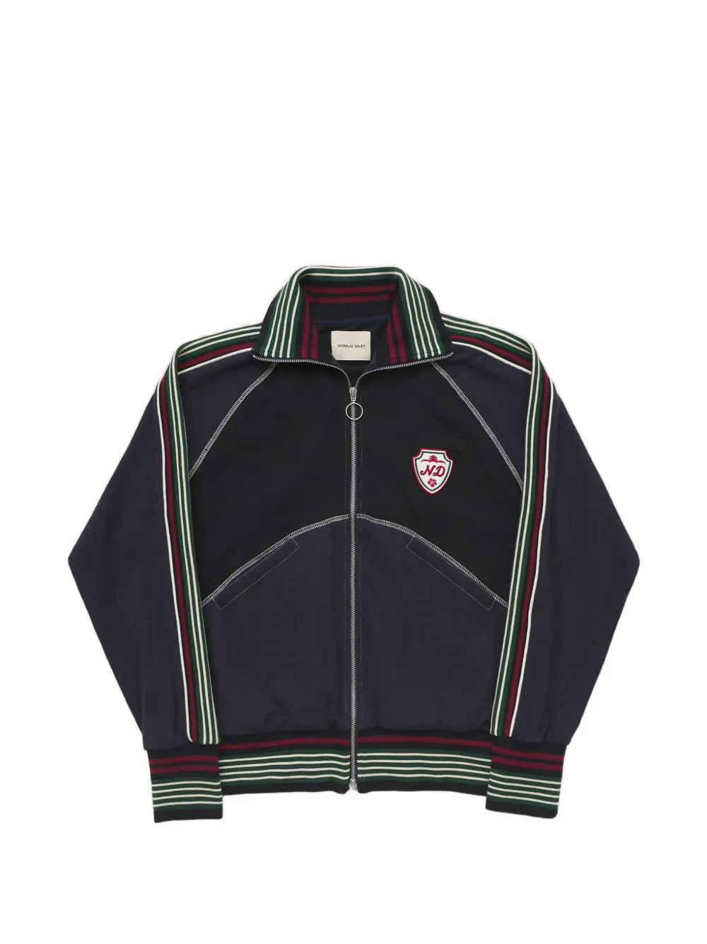 Nicholas Daley Striped Logo-patch Jacket In Blue