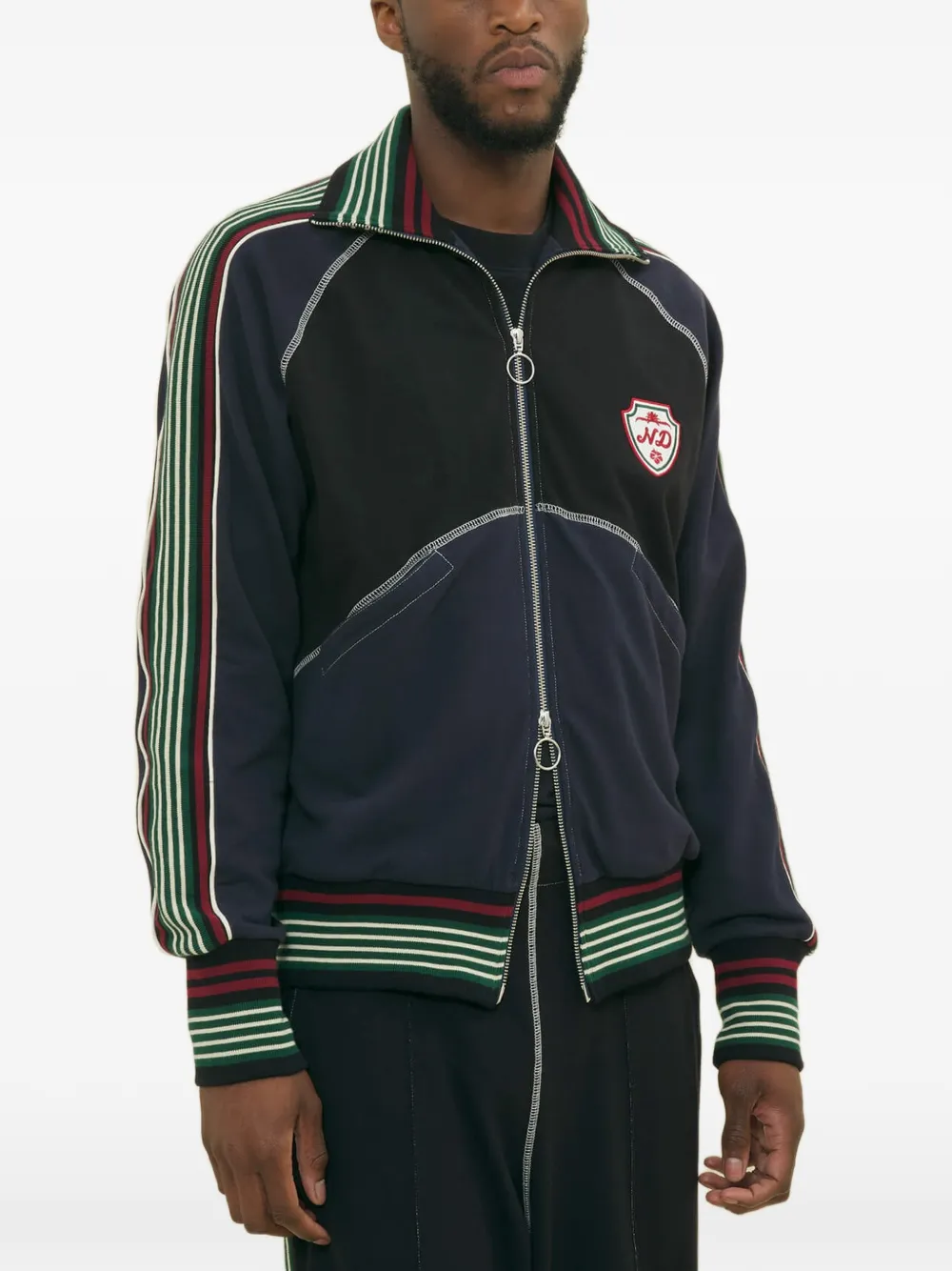 Nicholas Daley striped logo-patch jacket | Chamarras ajustadas