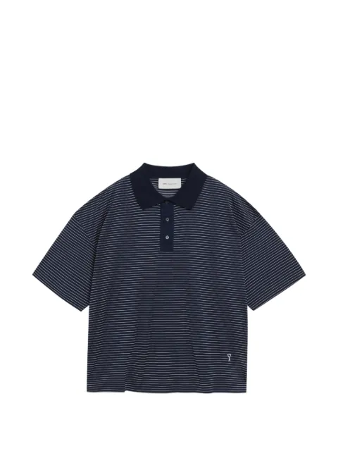 AMI Paris striped buttoned polo shirt