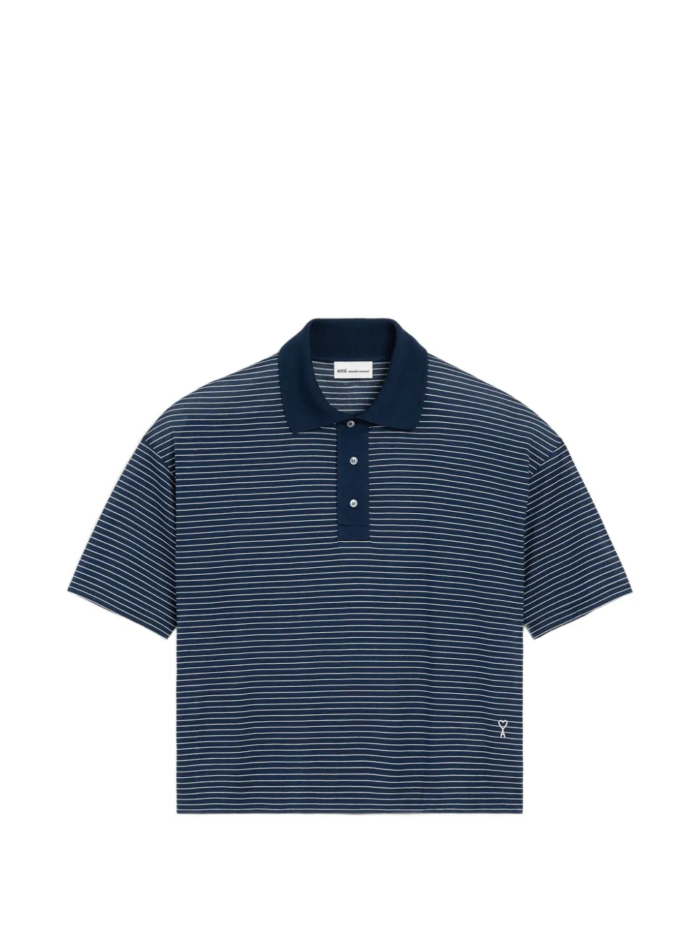 AMI Paris striped buttoned polo shirt - Blu