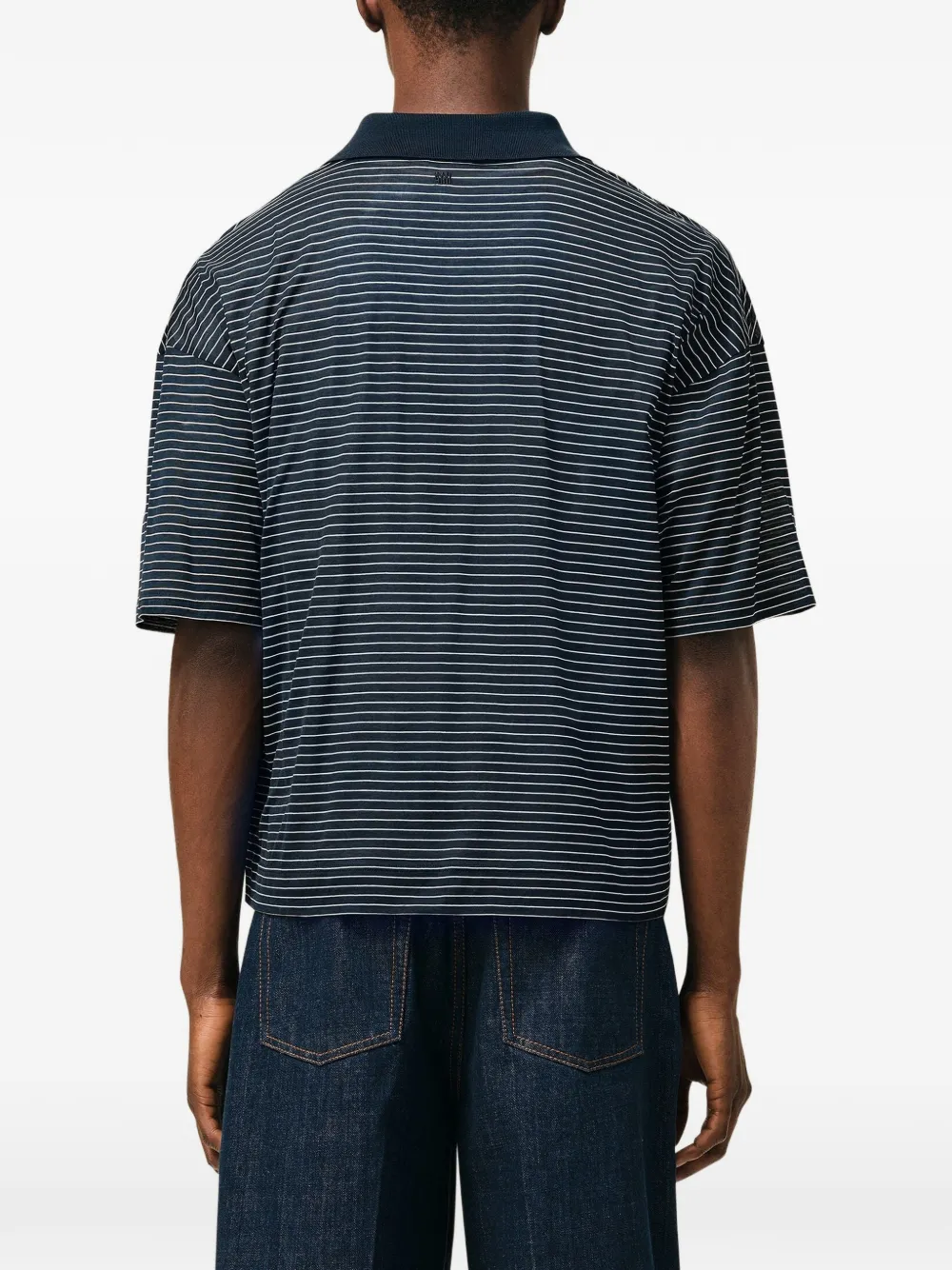 AMI Paris Ami de Coeur gestreept poloshirt Blauw