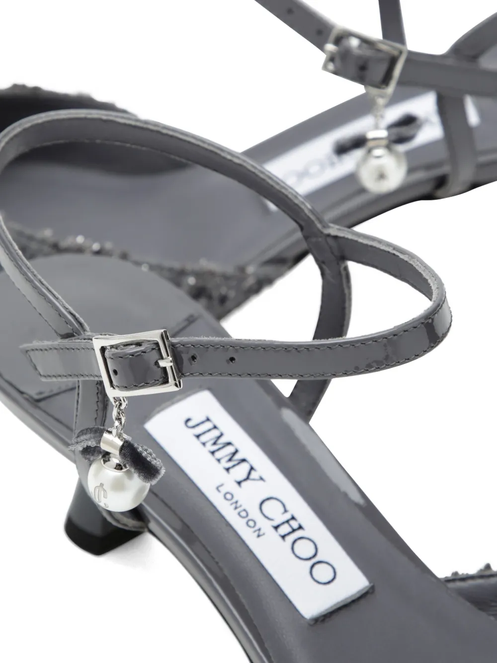 Jimmy Choo Aren tweed pumps met parelbedel Grijs