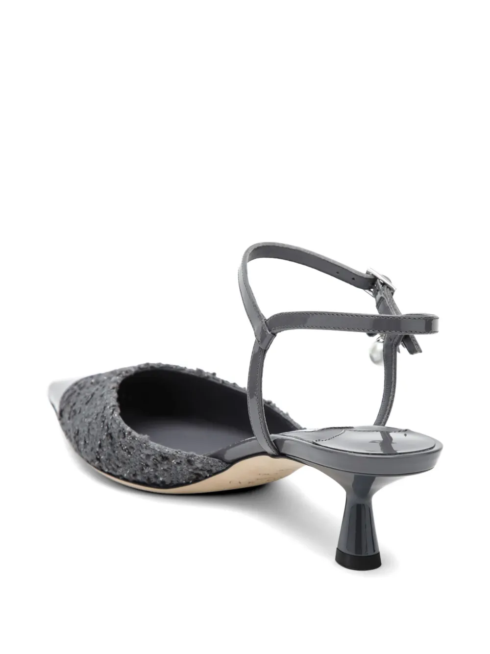 Jimmy Choo Aren tweed pumps met parelbedel Grijs