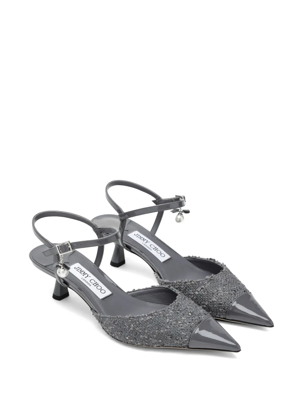 Jimmy Choo Aren tweed pumps met parelbedel Grijs