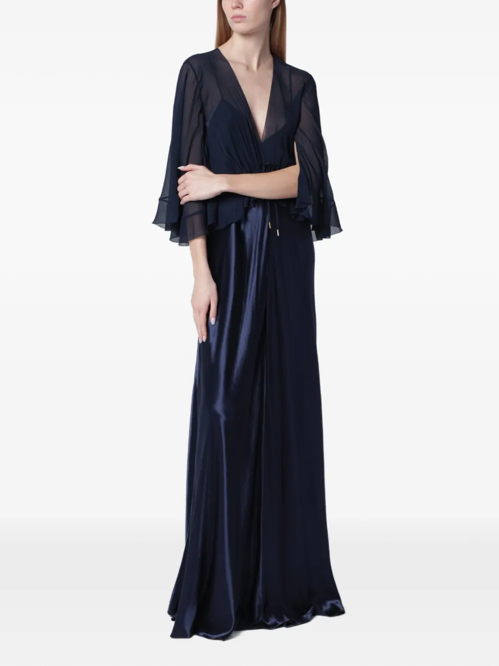 Alberta Ferretti ruffled V-neck dress - Blu