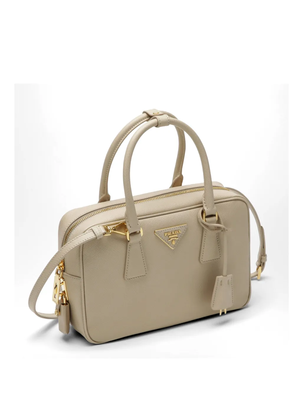  Prada Top-handle Logo Clutch Bag - Neutrals 