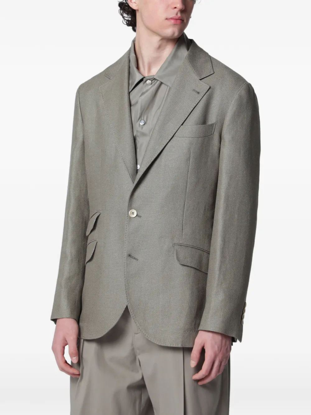 Brunello Cucinelli single-breasted notched-lapel blazer - Grigio