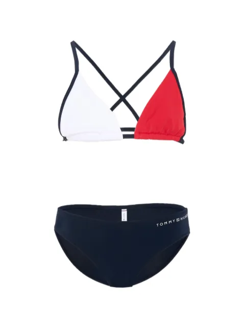 Tommy Hilfiger Junior colour-blocked crossover triangle bikini